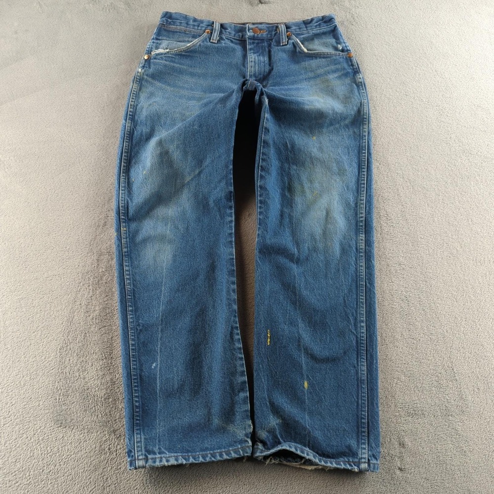 Vintage 90s Wrangler 13MWZ Jeans 33x29 (Fits 30x29) Blue‎ Thrashed Straight USA